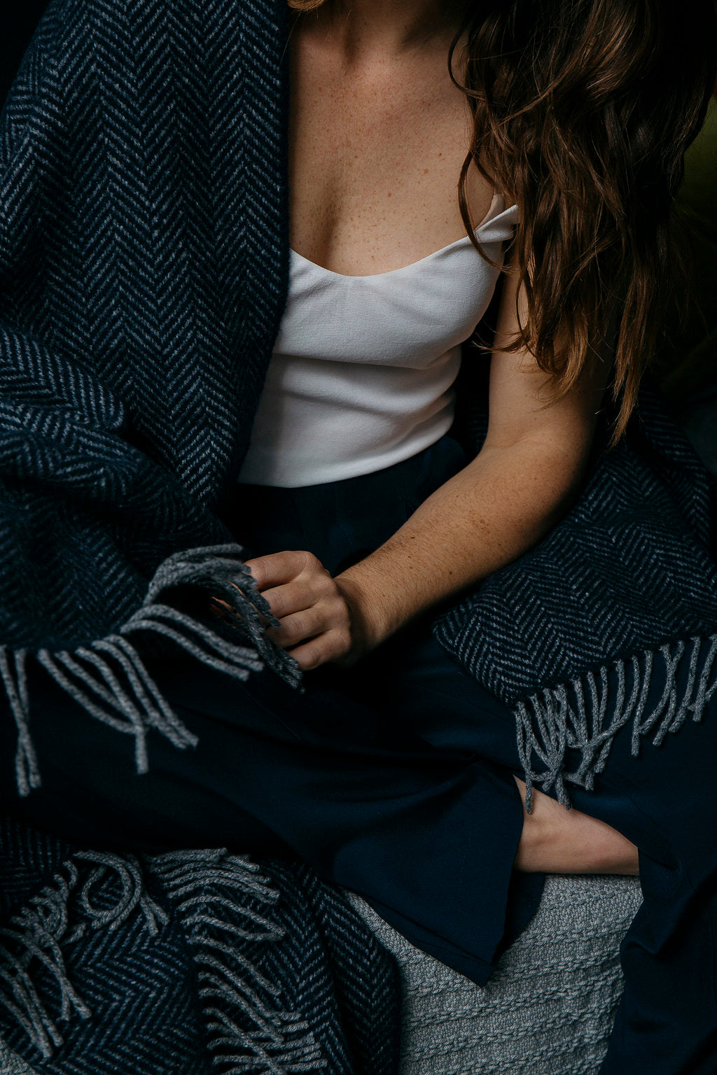 Herringbone With Cashmere Throw