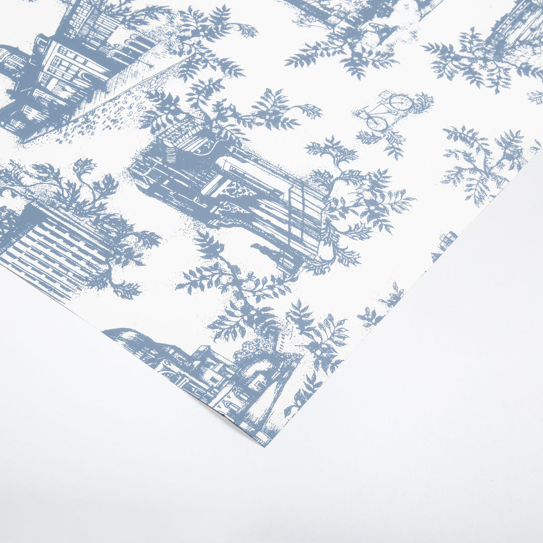Toile de Ville Wallpaper (Bleu Lafontaine)