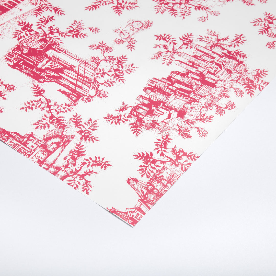 Toile de Ville Wallpaper (Notre Dame Framboise)